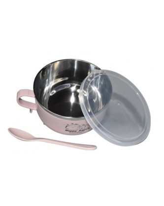 STAINLESS STEEL LUNCH BOX WITH SPOON - PINK 