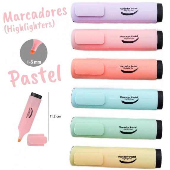 ΣΕΤ 6 ΤΕΜΑΧΙΩΝ ΜΑΡΚΑΔΟΡΩΝ ΥΠΟΓΡΑΜΜΙΣΗΣ ΣΕ ΠΑΣΤΕΛ ΧΡΩΜΑΤΑ