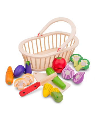 ΞΥΛΙΝΟ ΣΕΤ ΛΑΧΑΝΙΚΩΝ ΜΕ ΚΑΛΑΘΙ NEW CLASSIC TOYS