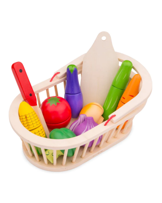 NEW CLASSIC TOYS WOODEN VEGETABLE SET WITH BASKET