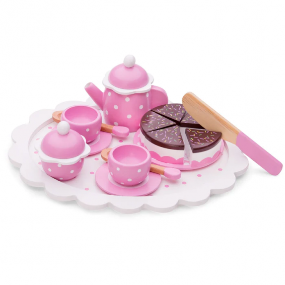 NEW CLASSIC TOYS WOODEN TEA SET WITH CAKE