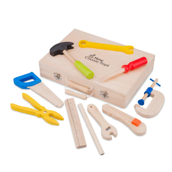 NEW CLASSIC TOYS WOODEN TOOL SET - 10 PIECES