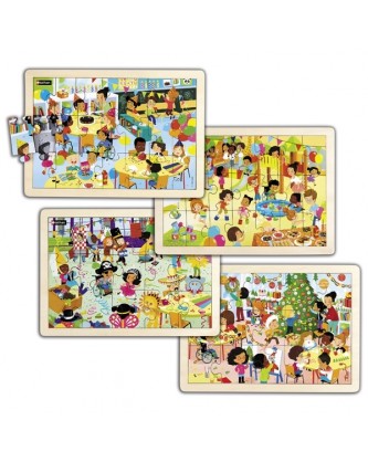 4 WOODEN PUZZLES WITH THE HOLIDAYS OF THE YEAR 30x21x1cm