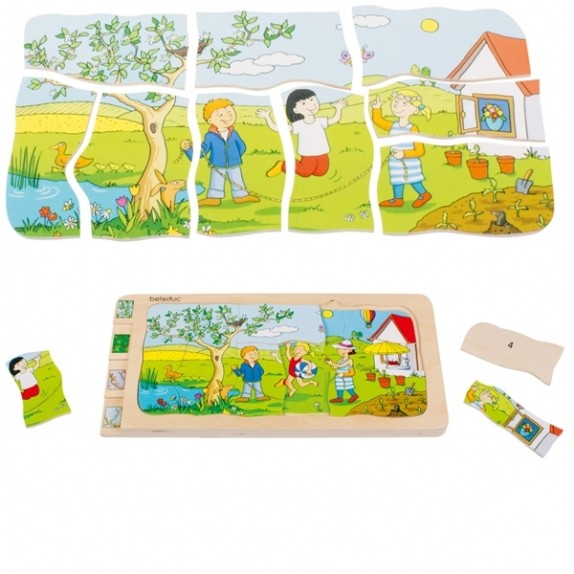 ΞΥΛΙΝΟ ΕΚΠΑΙΔΕΥΤΙΚΟ ΠΑΖΛ 4 ΕΠΟΧΕΣ - 36 ΚΟΜΜΑΤΙΑ, 29x14x18cm