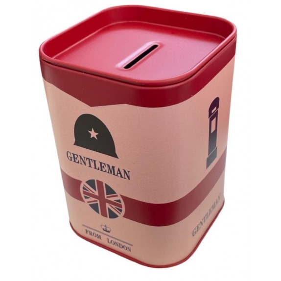 ΚΟΥΜΠΑΡΑΣ ΜΕΤΑΛΛΙΚΟΣ "GENTLEMAN" 7,5x7,5x10,5cm - ΚΟΚΚΙΝΟ