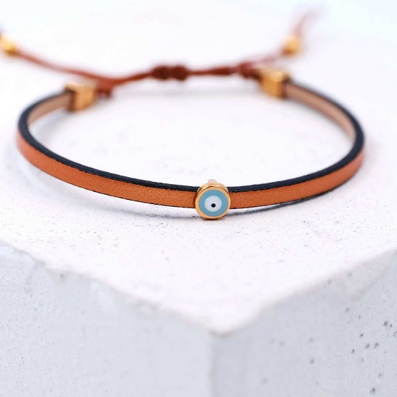 ΧΕΙΡΟΠΟΙΗΤΟ ΔΕΡΜΑΤΙΝΟ ΒΡΑΧΙΟΛΙ ΜΑΤΑΚΙ  ΚΑΦΕ