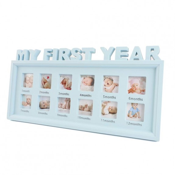 ΚΟΡΝΙΖΑ ΓΙΑ ΦΩΤΟΓΡΑΦΙΕΣ "Ο ΠΡΩΤΟΣ ΜΟΥ ΧΡΟΝΟΣ" 41x20 εκ. ΠΛΑΣΤΙΚΗ  - ΓΑΛΑΖΙΟ