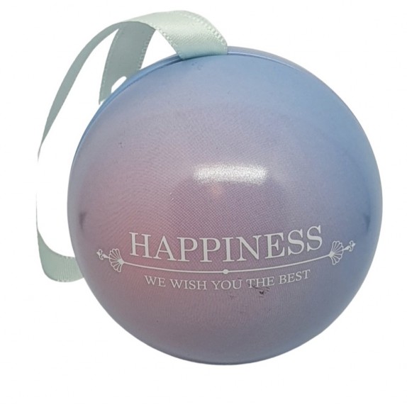 ΔΙΑΚΟΣΜΗΤΙΚΗ ΜΕΤΑΛΛΙΚΗ ΜΠΑΛΑ 7cm "HAPPINESS"