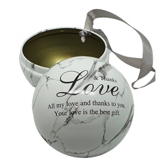 ΔΙΑΚΟΣΜΗΤΙΚΗ ΜΕΤΑΛΛΙΚΗ ΜΠΑΛΑ 7cm "LOVE & THANKS" - ΛΕΥΚΟ/ΜΑΥΡΟ