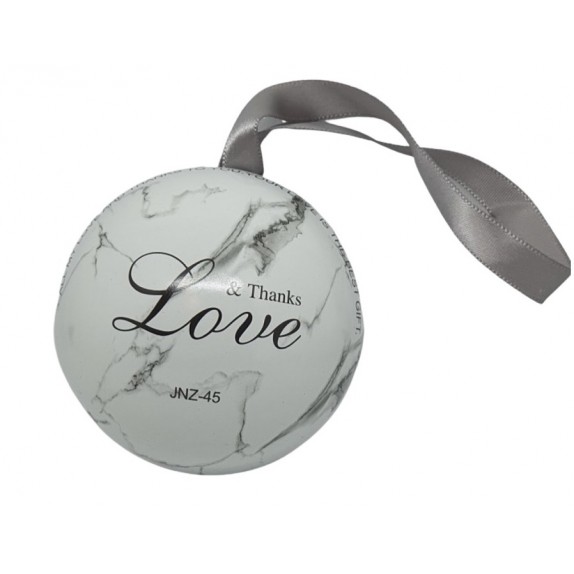 ΔΙΑΚΟΣΜΗΤΙΚΗ ΜΕΤΑΛΛΙΚΗ ΜΠΑΛΑ 7cm "LOVE & THANKS" - ΛΕΥΚΟ/ΜΑΥΡΟ