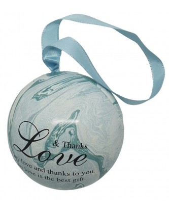 DECORATIVE BALL 7cm "LOVE & THANKS" - LIGHT BLUE