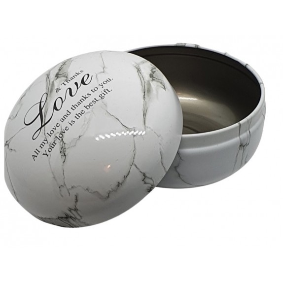 ΔΙΑΚΟΣΜΗΤΙΚΟ ΜΕΤΑΛΛΙΚΟ ΚΟΥΤΑΚΙ 9x5cm "LOVE & THANKS" - ΛΕΥΚΟ