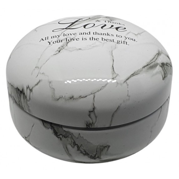 ΔΙΑΚΟΣΜΗΤΙΚΟ ΜΕΤΑΛΛΙΚΟ ΚΟΥΤΑΚΙ 9x5cm "LOVE & THANKS" - ΛΕΥΚΟ