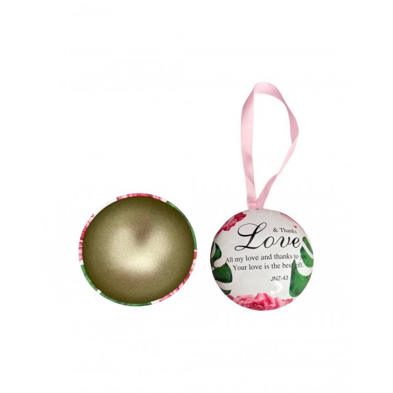 ΔΙΑΚΟΣΜΗΤΙΚΗ ΜΕΤΑΛΛΙΚΗ ΜΠΑΛΑ 7cm "LOVE & THANKS" - ΛΕΥΚΟ/ΠΡΑΣΙΝΟ/ΡΟΖ