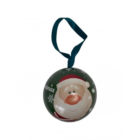 ΔΙΑΚΟΣΜΗΤΙΚΗ ΜΕΤΑΛΛΙΚΗ ΜΠΑΛΑ 7cm "SANTA CLAUS" - ΠΡΑΣΙΝΗ