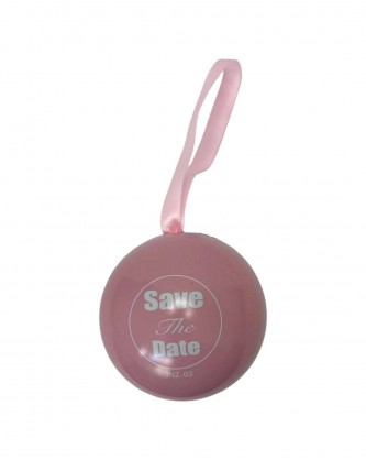 DECORATIVE BALL 7cm "SAVE THE DATE" - PINK