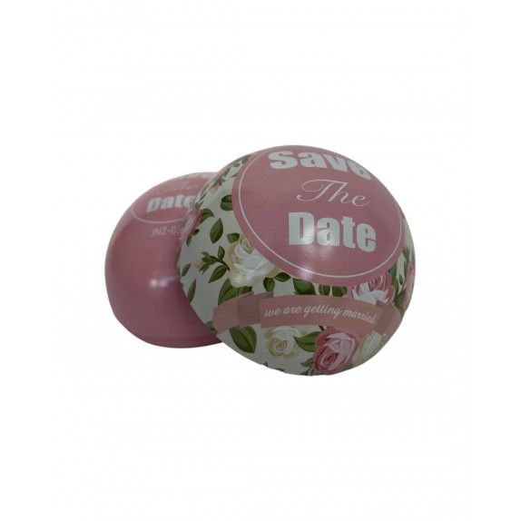 ΔΙΑΚΟΣΜΗΤΙΚΗ ΜΕΤΑΛΛΙΚΗ ΜΠΑΛΑ 7cm "SAVE THE DATE" - ΡΟΖ