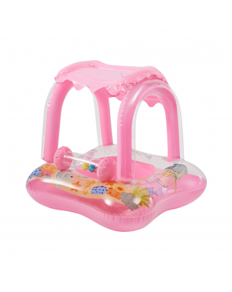 BABY SWIMMING FLOAT WITH INFLATABLE SUNSHADE - PINK
