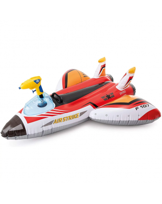 ΦΟΥΣΚΩΤΟ ΚΑΘΙΣΜΑ ΑΕΡΟΠΛΑΝΑΚΙ ΜΕ ΝΕΡΟΠΙΣΤΟΛΟ INTEX - ΛΕΥΚΟ/ΚΟΚΚΙΝΟ, 117cm x 117cm