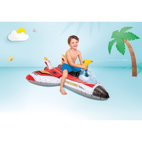 ΦΟΥΣΚΩΤΟ ΚΑΘΙΣΜΑ ΑΕΡΟΠΛΑΝΑΚΙ ΜΕ ΝΕΡΟΠΙΣΤΟΛΟ INTEX - ΛΕΥΚΟ/ΚΟΚΚΙΝΟ, 117cm x 117cm